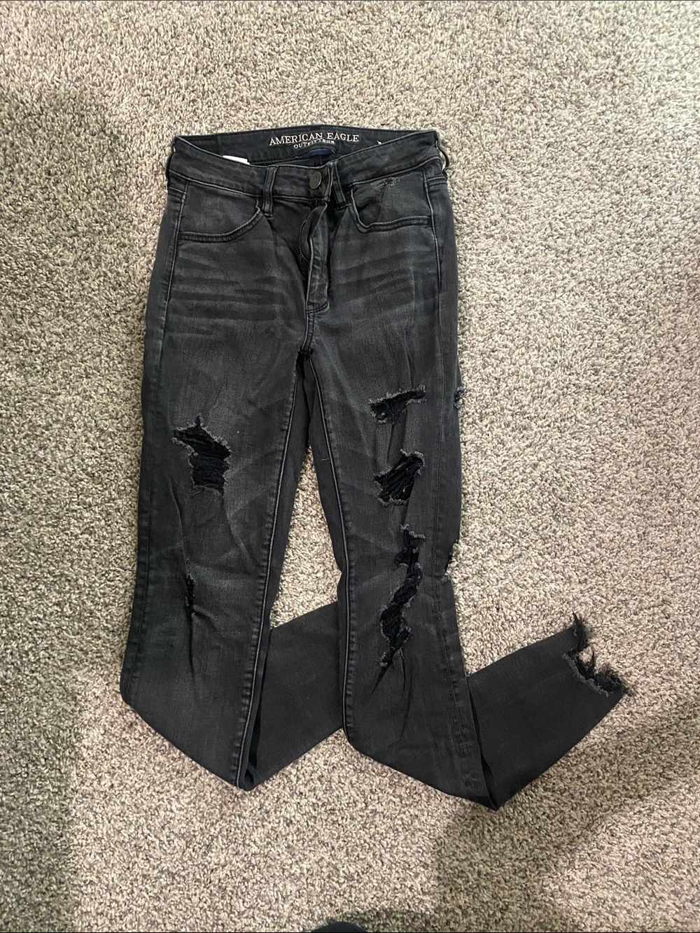 American Eagle Outfitters Black Ripped Skinny Jeans